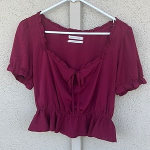 Burgundy Ruffled Crop Top